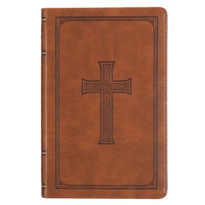 KJV Bible Deluxe Gift Faux Leather, Tan Cross
