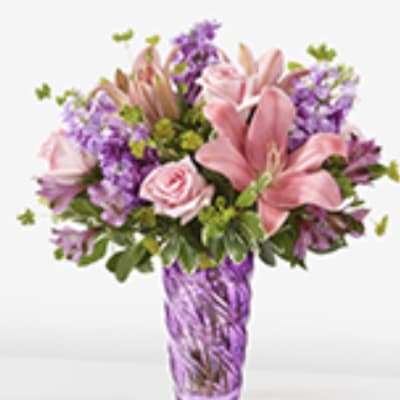 Precious Petals Bouquet with Lavender Vase by FTD