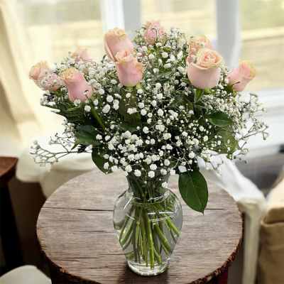 One-Dozen Pink Roses