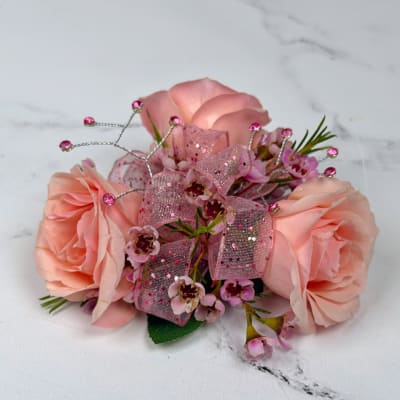 Rose Quartz 3 Rose Wrist Corsage