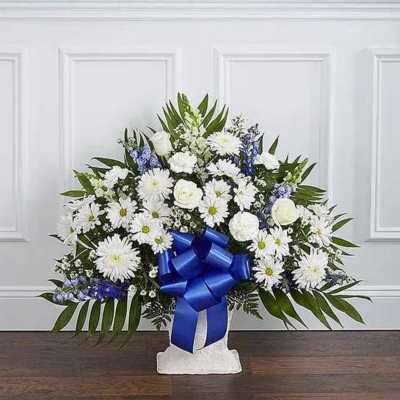Blue & White Floor Basket Arrangement