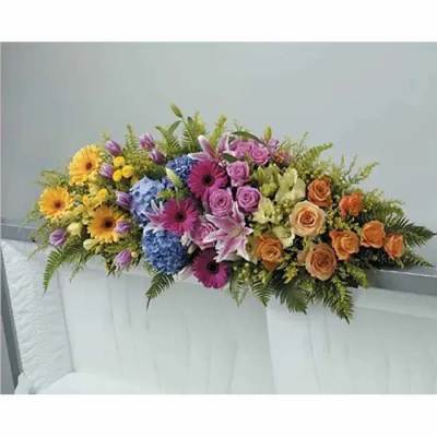 Colors in a row casket spray