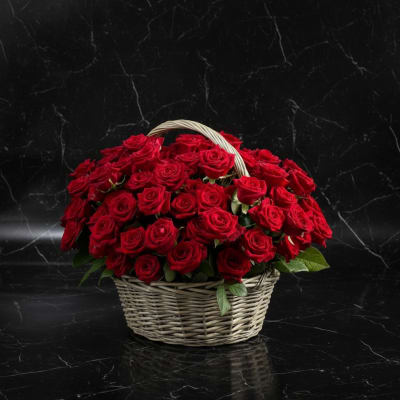 Classic Red Rose Basket