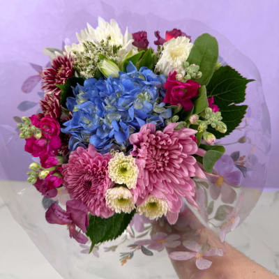 Cool & Serene Wrapped Bouquet - Petite