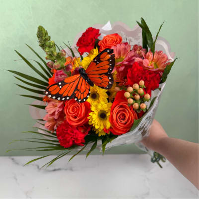 Mother's Day Bright Beauty Butterfly Wrapped Bouquet