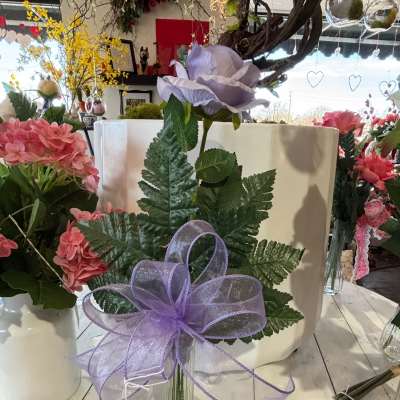 Lavender Artificial Rose Budvase