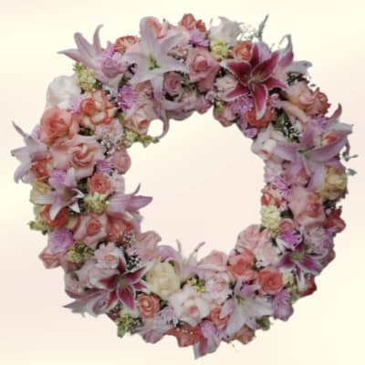 Pinks in Full Bloom Wreath