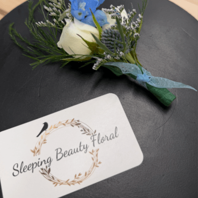 Boutonniere - 2 spray rose with ribbon knot