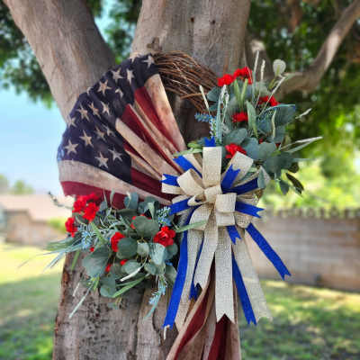 4th of July Grapevine Scarf Door Wreath