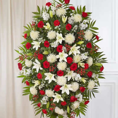 Red and white spray