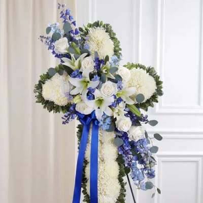 Peace & Prayers - Blue & White or Pastel Standing Cross