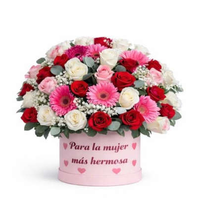 Caja Rosas y Gerberas