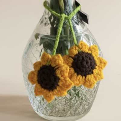 Hanging crocheted Sunflowers