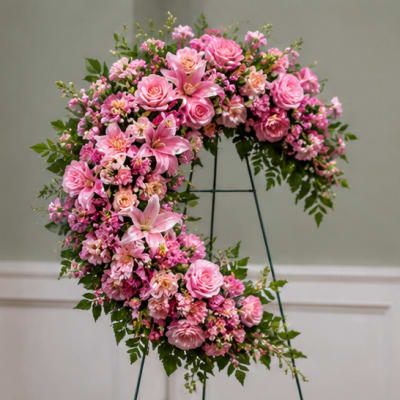 Heartfelt Love Pink Sympathy Wreath
