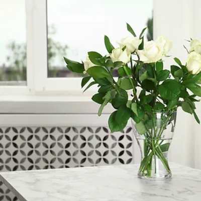 White rose and ruscus