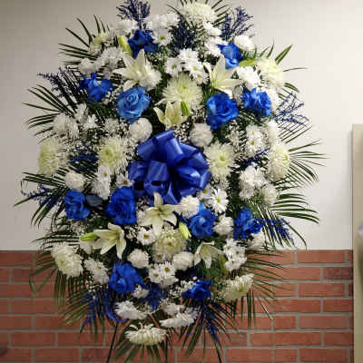 Blue and White spray by Manny
