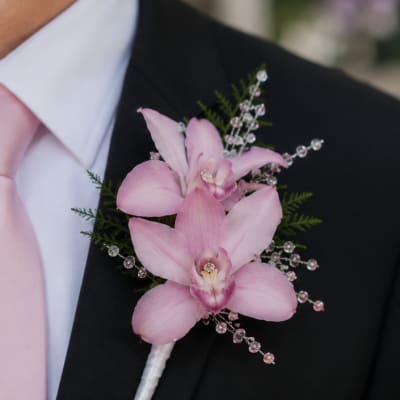 Pink Cymbidium Orchid Boutonniere