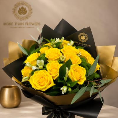 1 Dozen Handheld Bouquet - Yellow