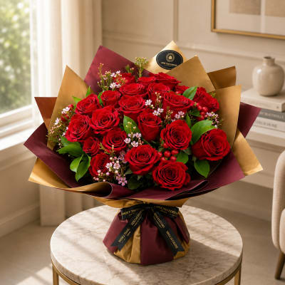 2 Dozen Handheld Bouquet - Red