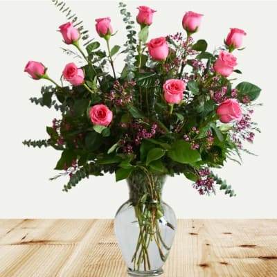 A Dozen Pink Roses