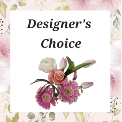 Designer’s Choice floral arrangement with pink and white blooms