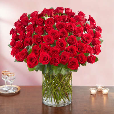 100 Premium Long Stem Red Roses