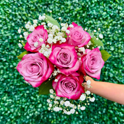 Deep Purple Rose Prom Bouquet