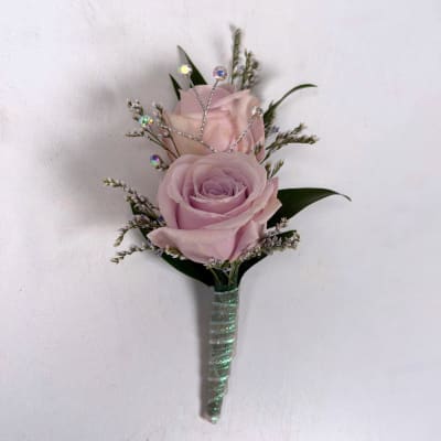 Amethyst Boutonniere - With Wrap and Sparkle