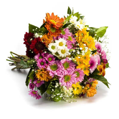 Mixed bouquet of colorful daisies and chrysanthemums