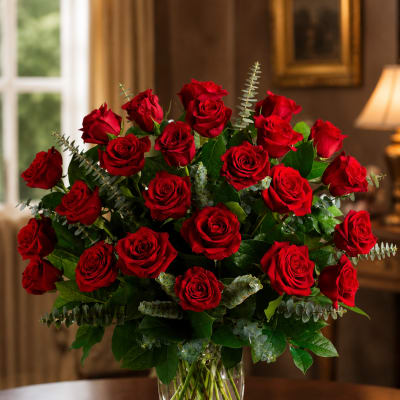 Two Dozen Luxurious Red Velvet Ecuadorian Roses