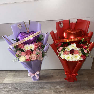Beautiful arrangement of mixed natural flowers,