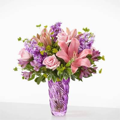 Precious Petals Bouquet with Luxe Swirl Vase