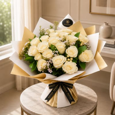 2 Dozen Handheld Bouquet - White