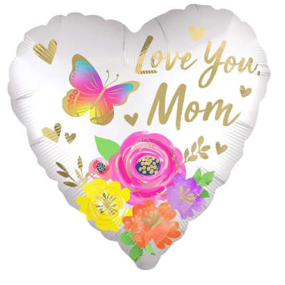 Love You Mom Satin Floral 18"