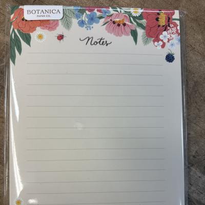 Floral notepad with colorful flower border and lined pages