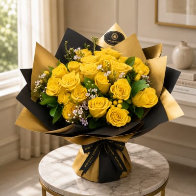 2 Dozen Handheld Bouquet - Yellow