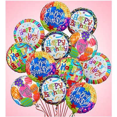 1 Dozen Air-Arrangement® Happy Birthday Balloons