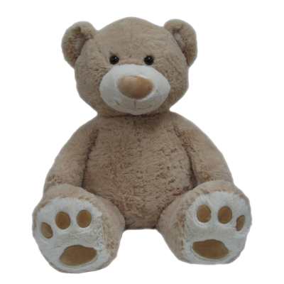 Plush teddy bear sitting upright on a white background