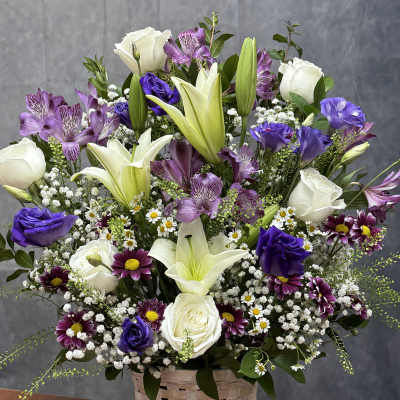 White Purple Basket