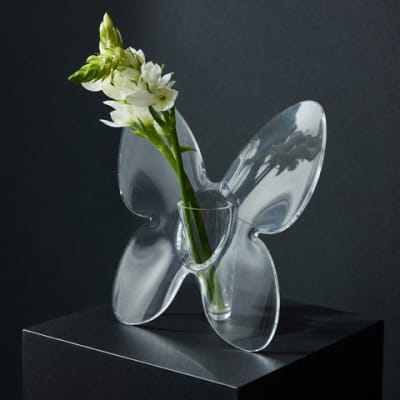 Acrylic Butterfly vase w/mini bouquet of blooms