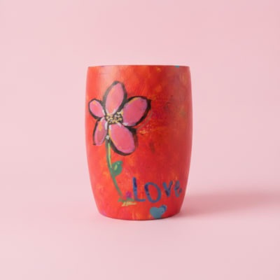Veronica& roses in painted vase