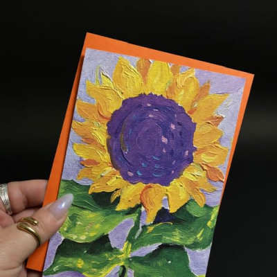 Painted Sunflower blank card-all occasion