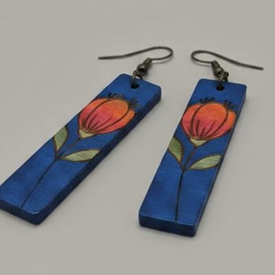 Wooden Tulip earrings