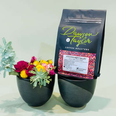 Wildflowers mini bunch and mugs w/ bag of local coffee beans