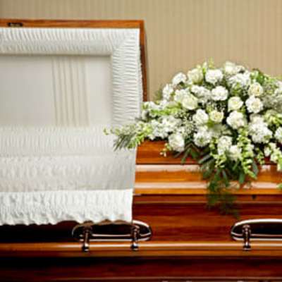 All White Casket Spray