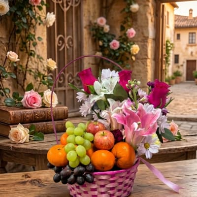 fruit and flower basket