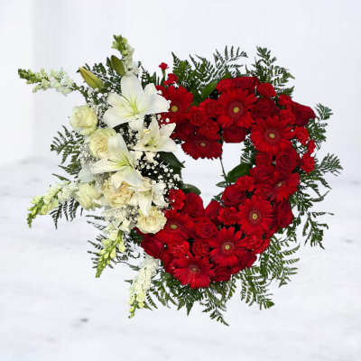Crimson Honor Heart Wreath