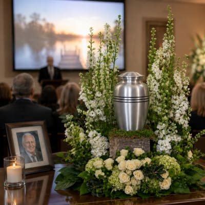 White Garden Urn Arrangement