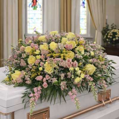 Blushing Meadow Casket Spray