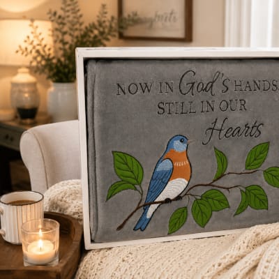 In God’s Hands Embroidered Throw